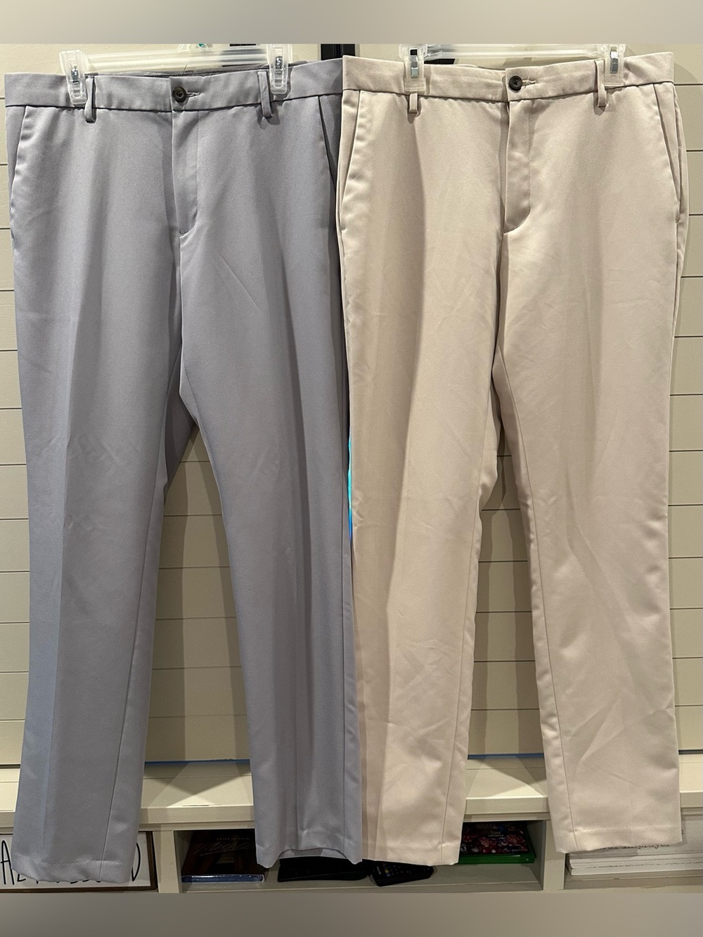 Men's Classic Straight Dress Pants - Light Gray & Beige 34x34